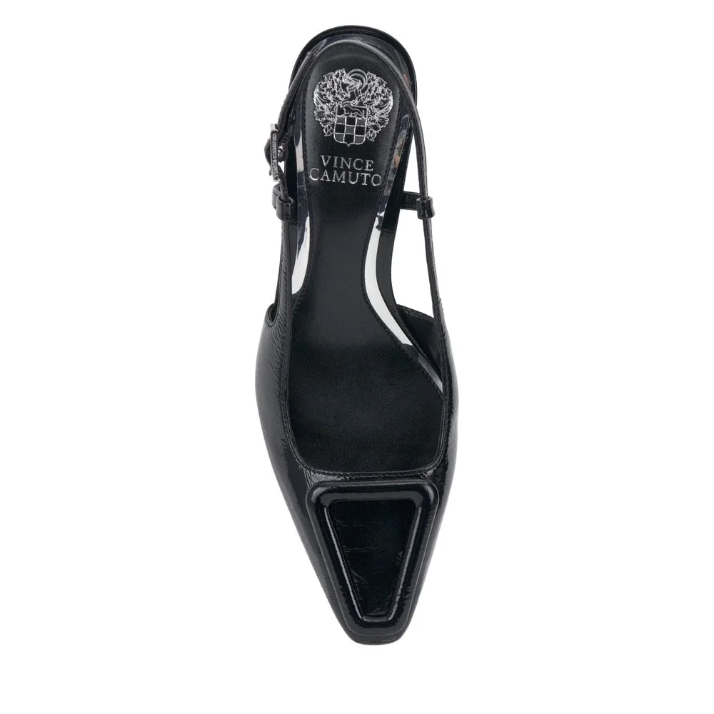 Vince Camuto Savvy Jet‎ Black Patent Croc Slingback Heels Shoes Size 5.5M